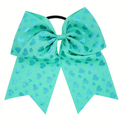 Girls Big Bow Leather Bands Colorful Heart Dovetail Hair Rings