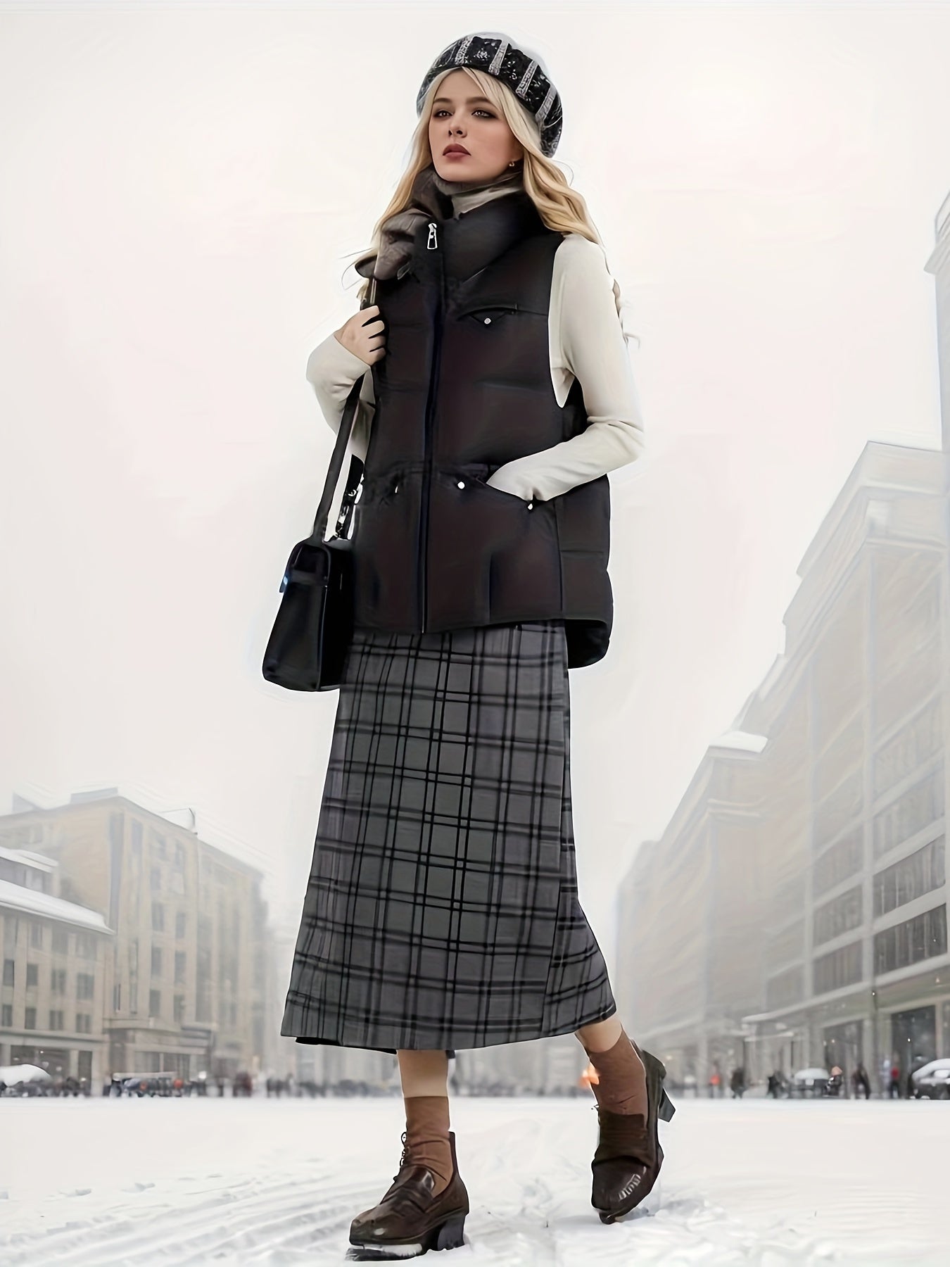 Women's Lightweight Sleeveless Puffer Vest for Winter Sports