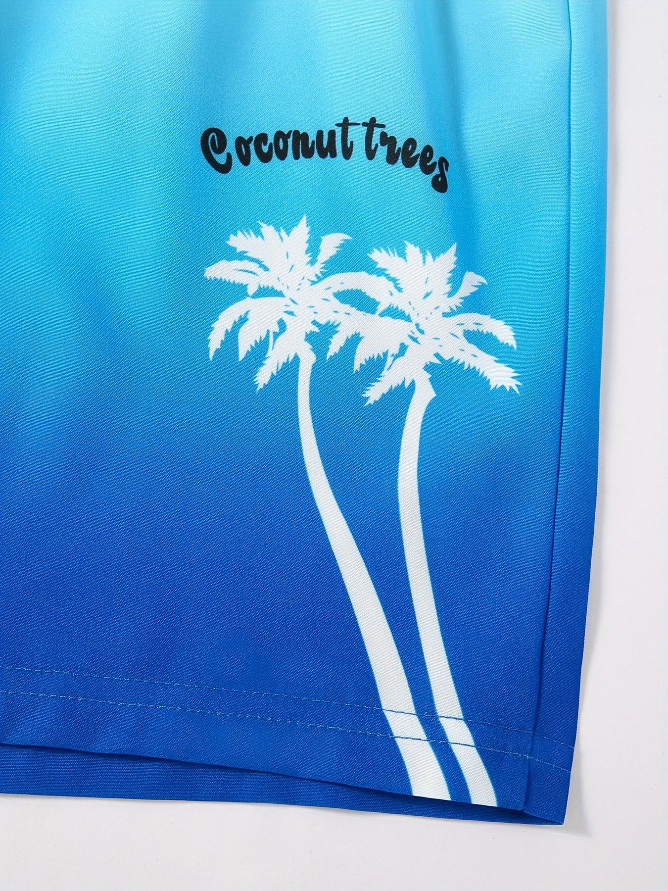 Boys Gradient Coconut Tree Graphic Casual Shorts