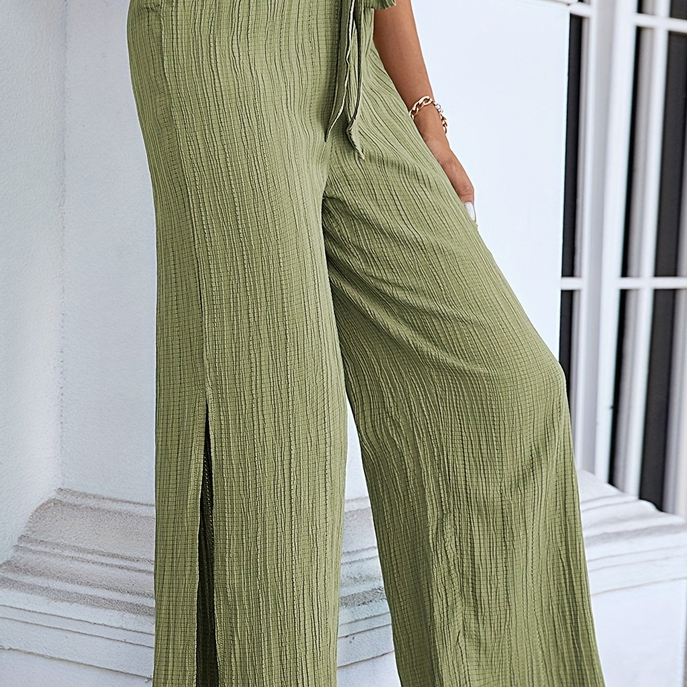 Split Wide Leg Pants Casual High Waist Summer Pants Women's Clothing