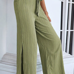 Split Wide Leg Pants Casual High Waist Summer Pants Women's Clothing