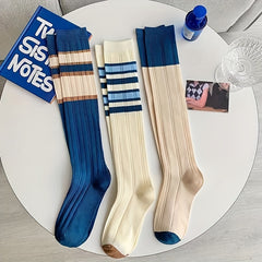 Striped Sports Calf Socks for Women