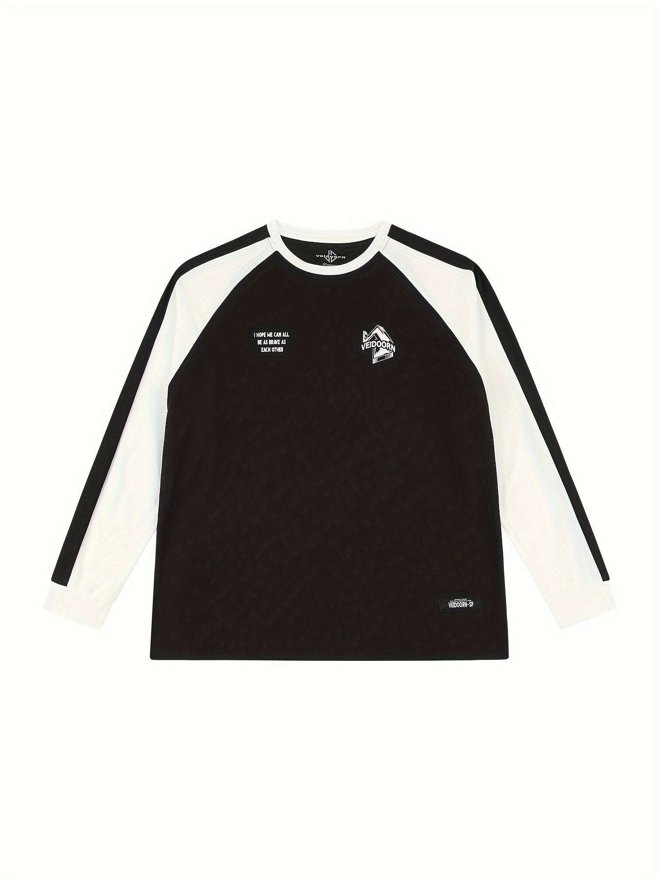 Men's Graffiti Pattern Long Sleeve Crew Neck Block Shirt Lightweight