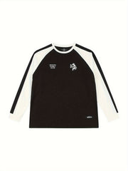 Men's Graffiti Pattern Long Sleeve Crew Neck Block Shirt Lightweight