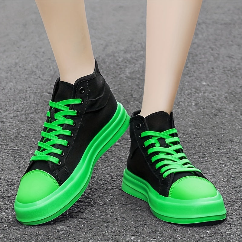 Men's High Top Canvas Shoes Lace Up Comfy Non Slip Casual Flats