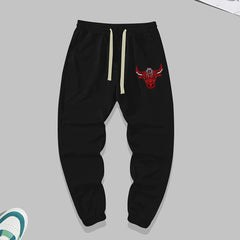 Bull Pattern Joggers Men's Loose Fit Sweatpants