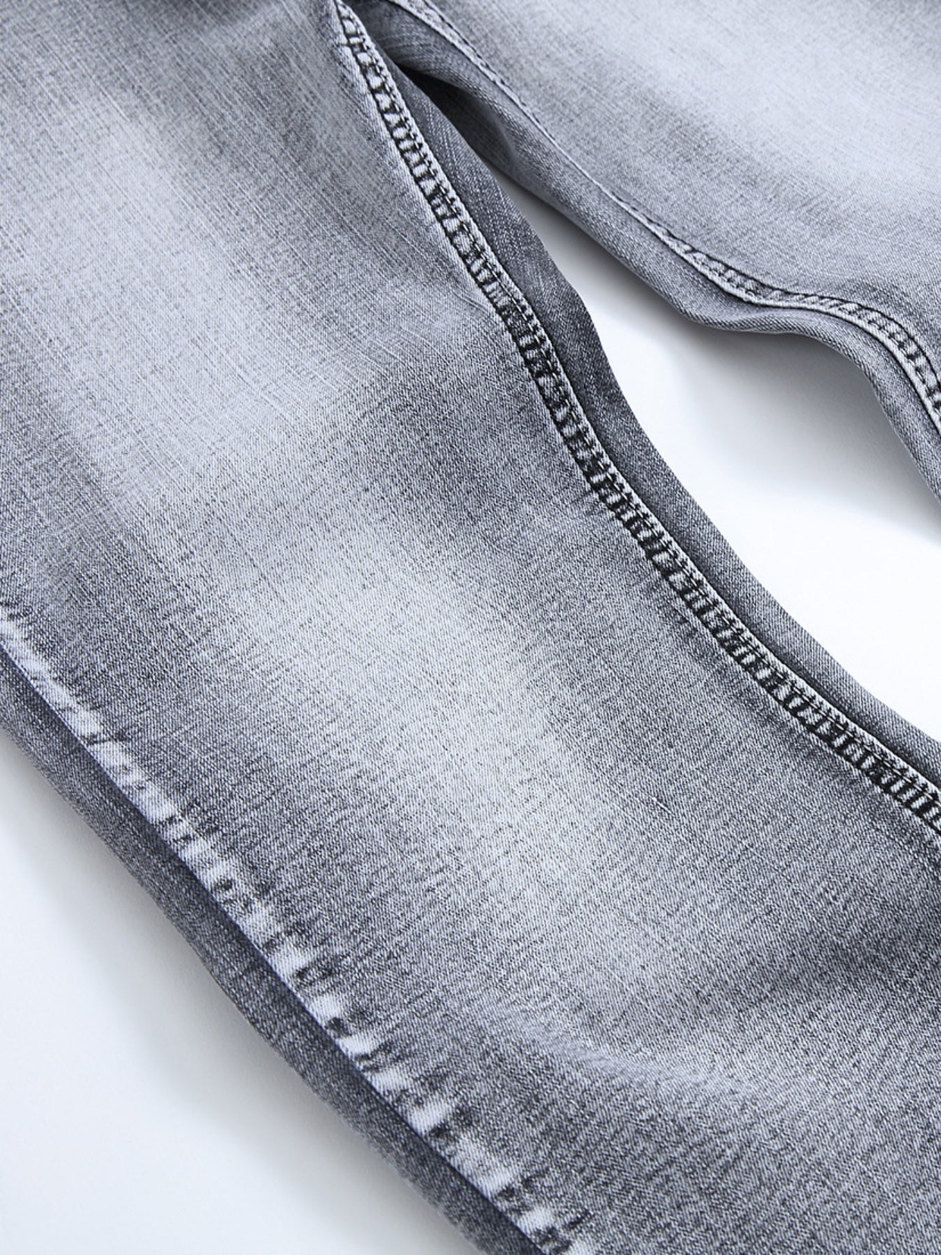Men's Slim Grey Jeans Youth Stretch Trousers