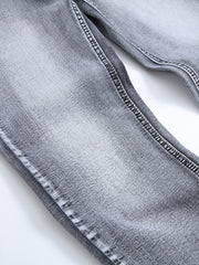Men's Slim Grey Jeans Youth Stretch Trousers