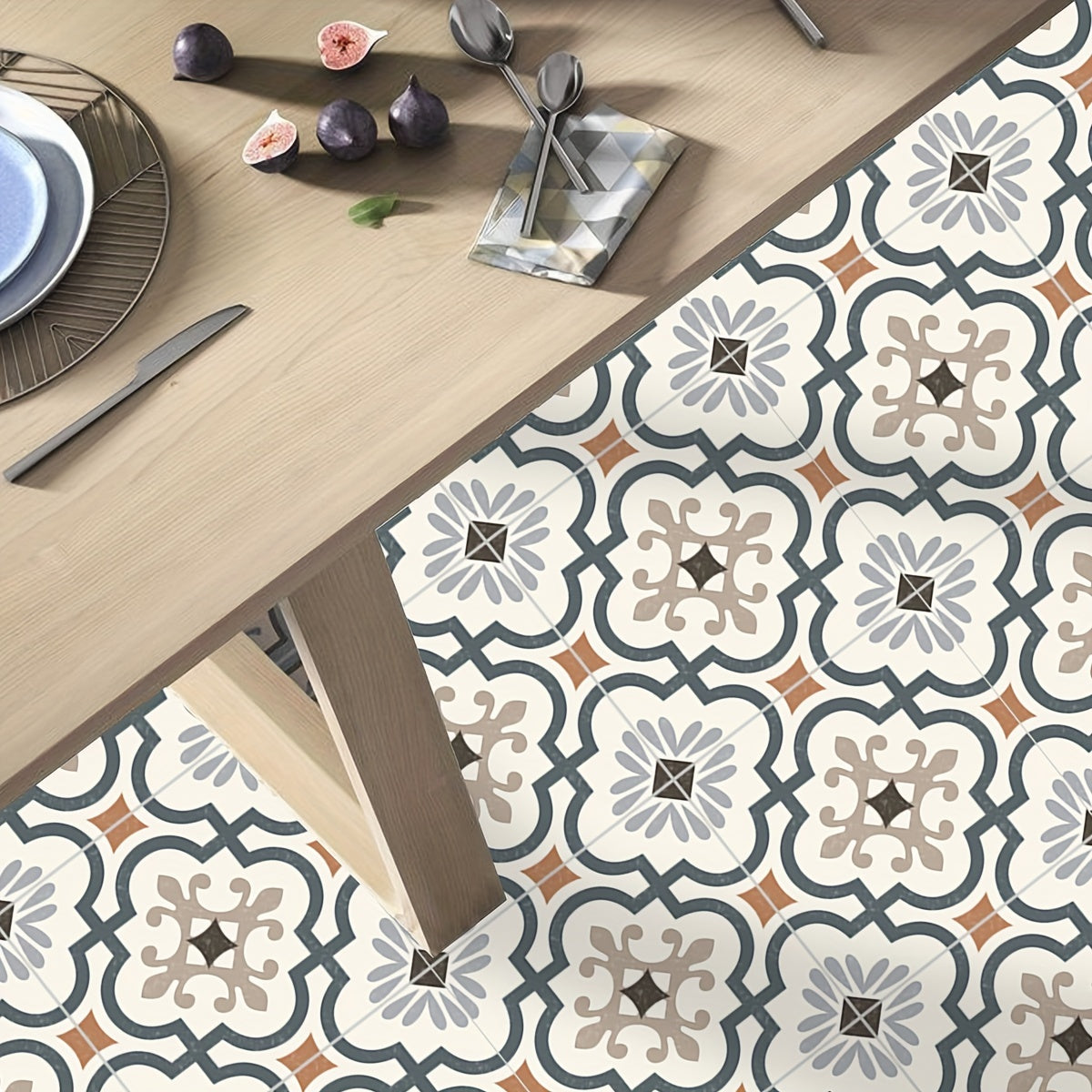 9pcs Morocco Tile Peel And Stick 20x20 Printed Waterproof V