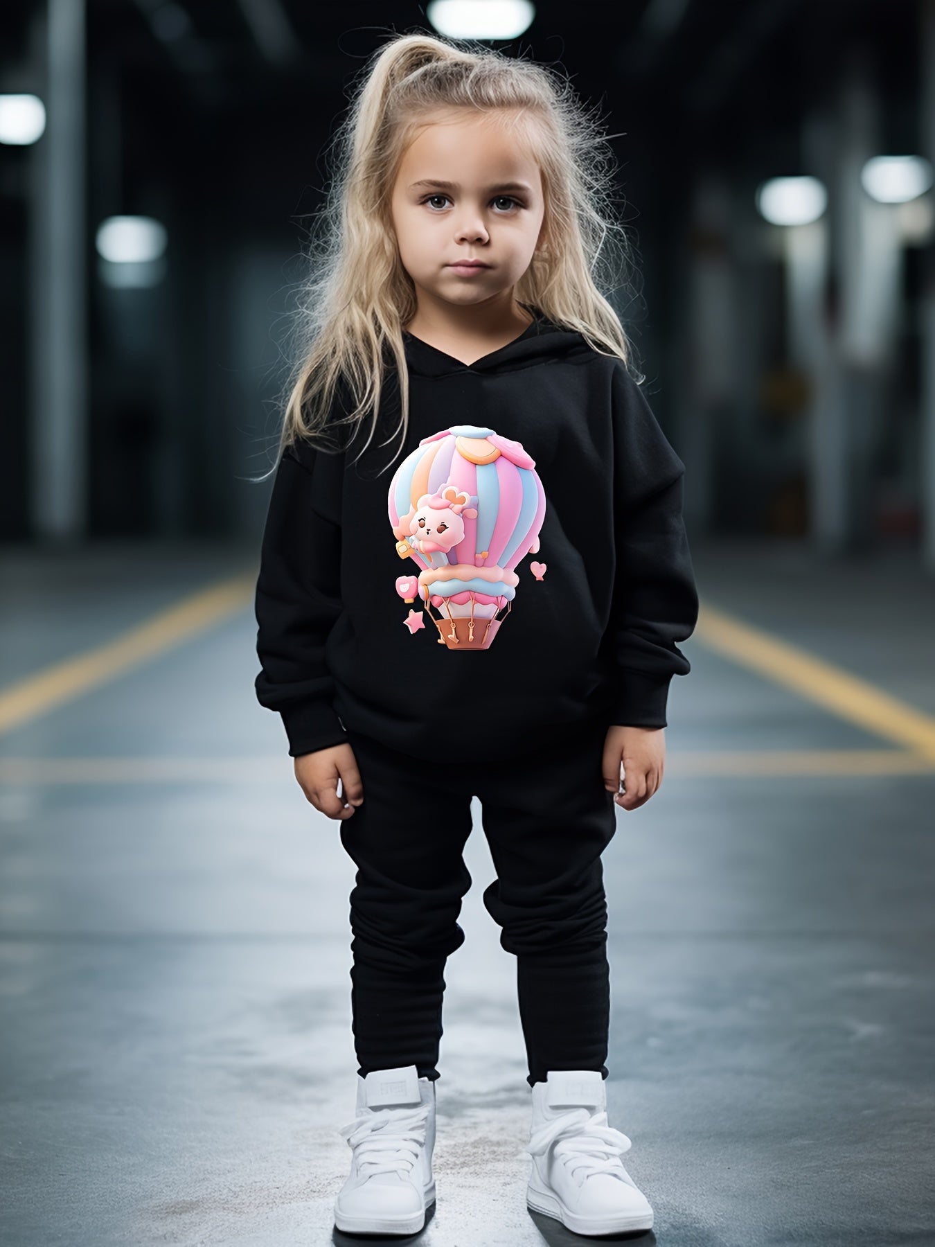 OERYUI Kids 2pcs Air Balloon Print Hoodies Pants Set