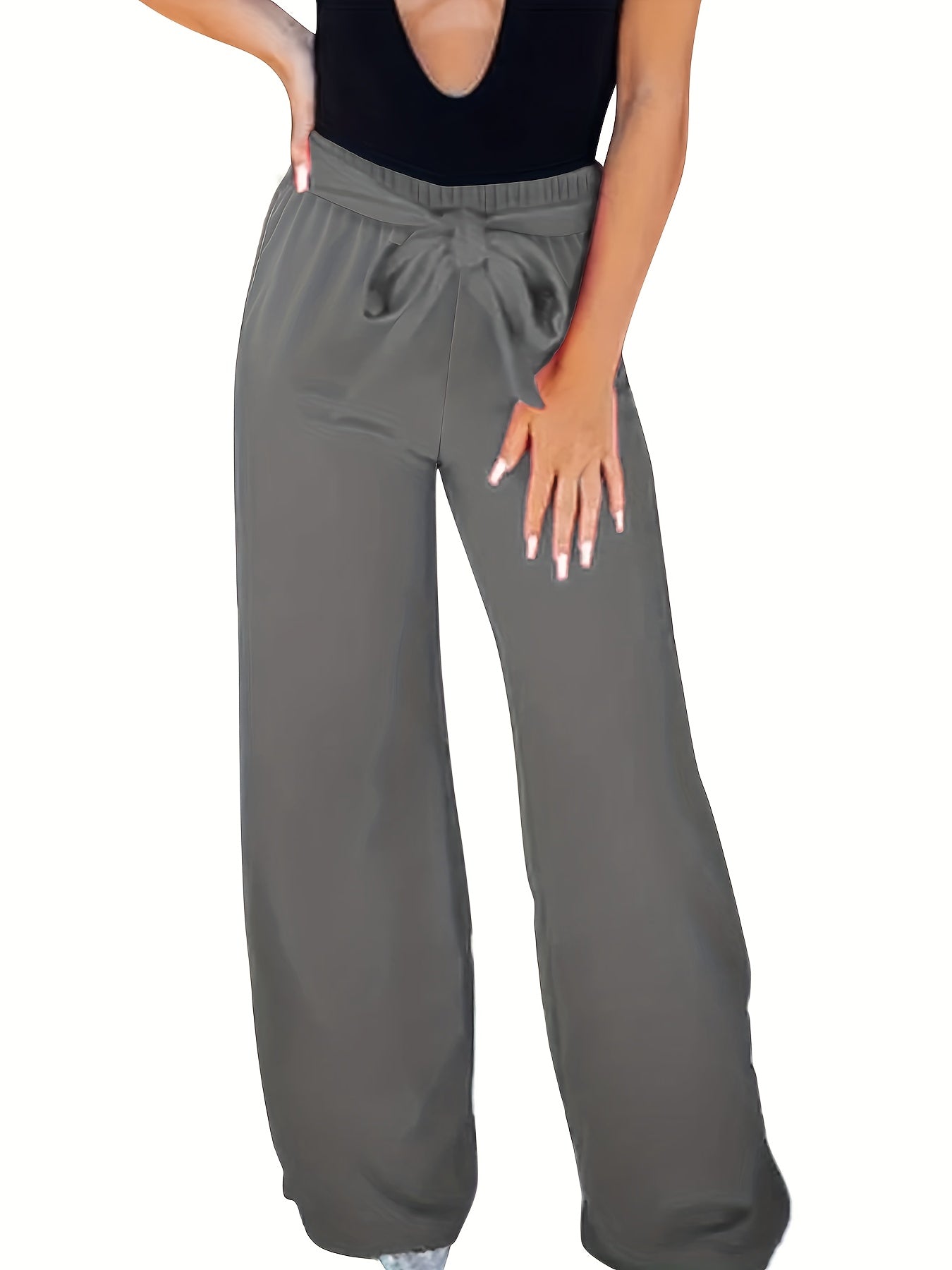 Casual Flared Leg Bow Tie Pants