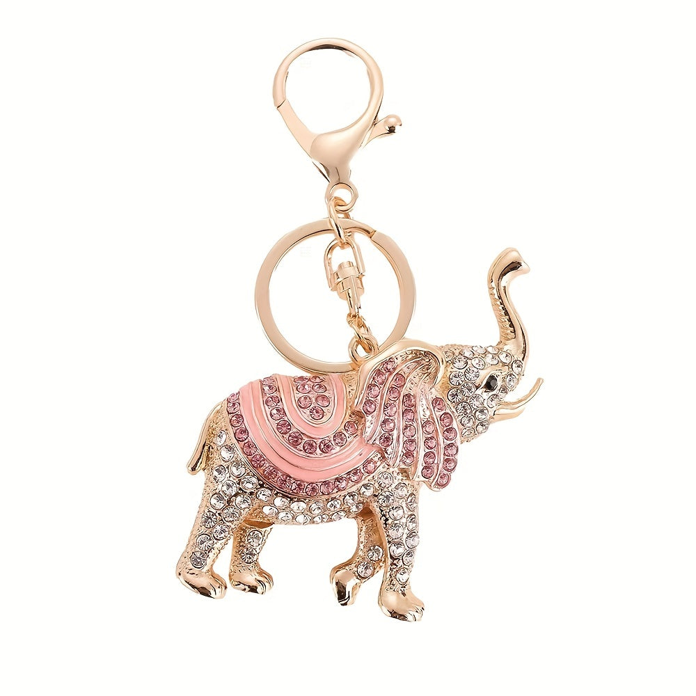 Cute Rhinestone Elephant Keychain for Handbag Car Charm Gift