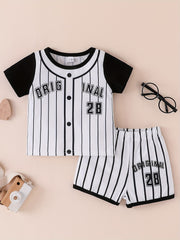 2pcs Toddler Boys Striped T-shirt & Shorts Set for Summer