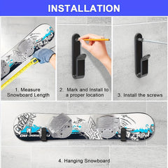 Snowboard Wall Mount Clips 2pcs, Display Rack Hooks