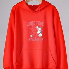 Girls Rabbit & Flower Long Sleeve Hoodie For Spring & Autumn