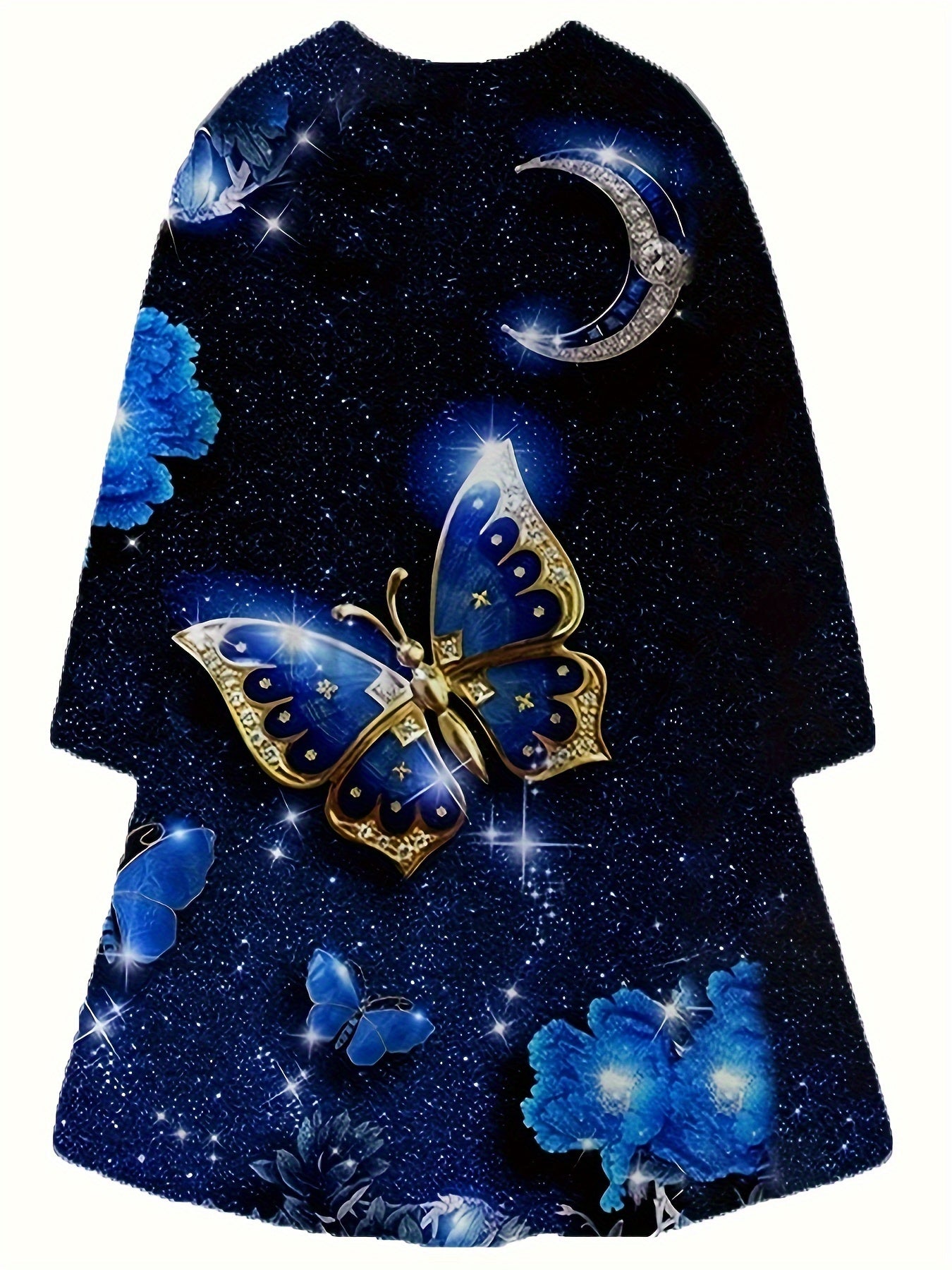 Girls Butterfly Graphic Long Sleeve Dress Spring Fall Party Gift