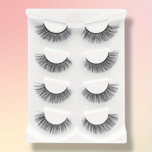 4 Pairs Natural 3D Silk False Eyelashes Lightweight Wispy Reusable Lashes