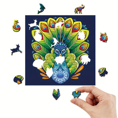 Wooden Peacock Pattern Puzzle Decorative Wall Hanging Toy