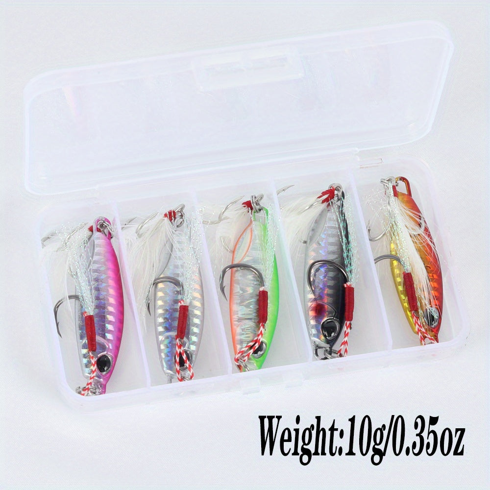 5pcs Colorful Metal Spoons Micro Jigging Bait With Hook Hard Fishing Lure