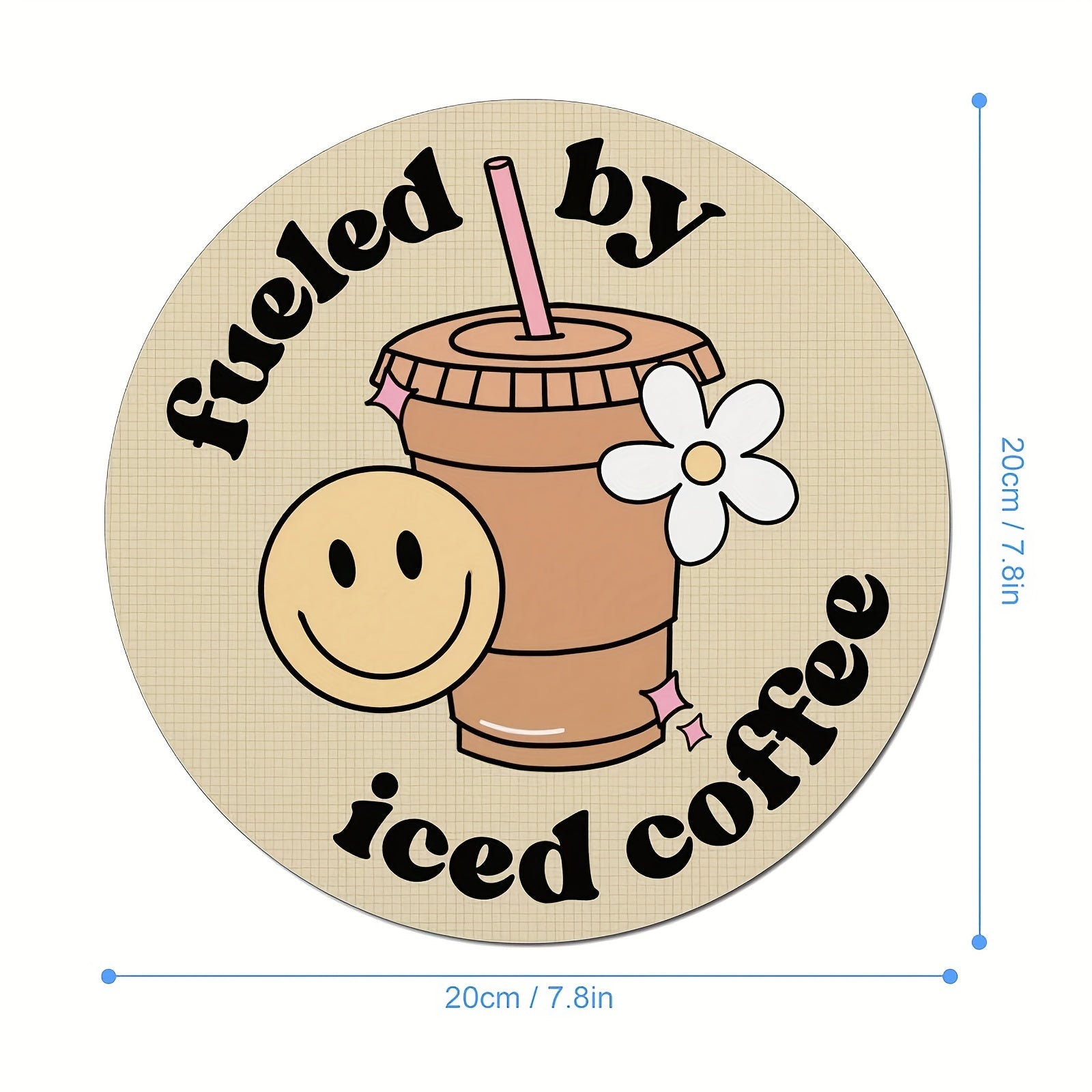 Round Mouse Pad Non-slip Rubber Mouse Mat 7.8" Iced Coffee