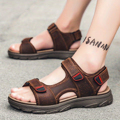 Men's Vintage Slip On Sandals Hook & Loop Summer Walking Shoes
