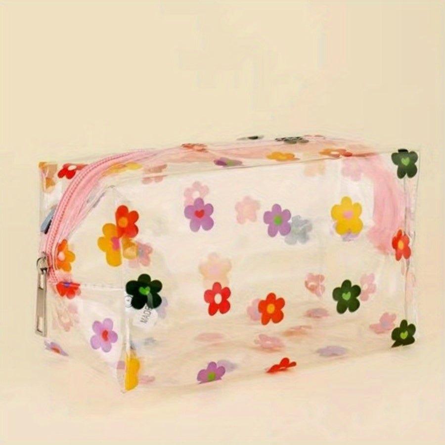 Floral Print Makeup Bag Zipper Waterproof Travel Toiletry Accessories Organizer