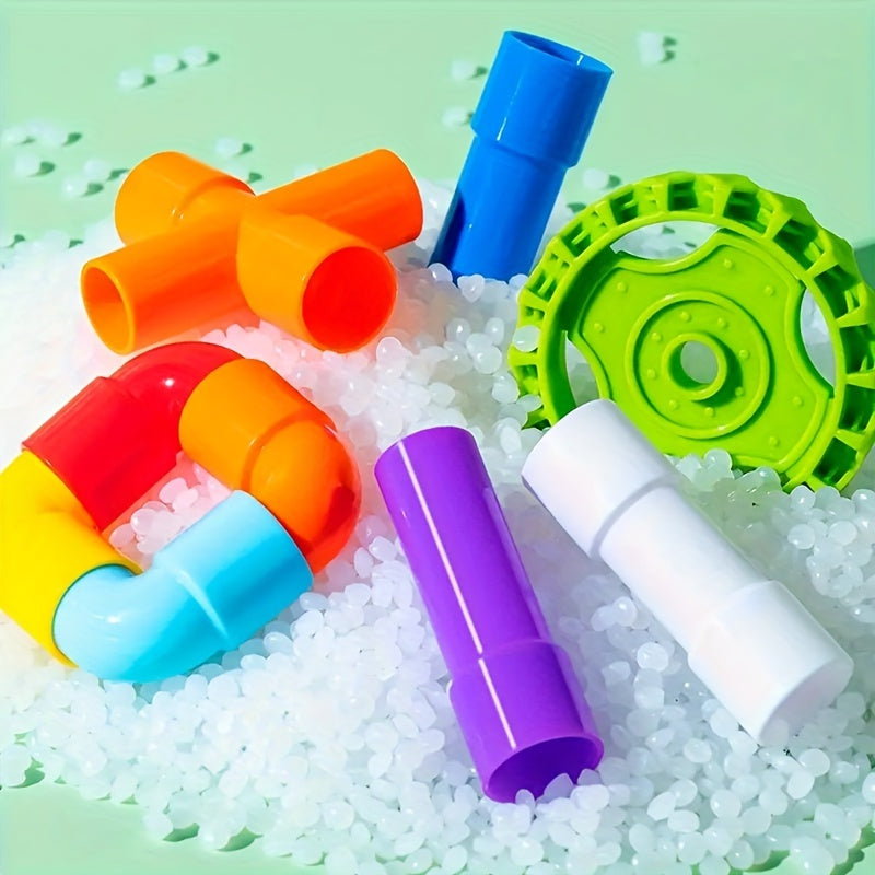 Colorful Pipe Building Blocks Educational Learning Toys with Wheels Base