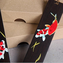 Chinese Style Koi Carp Sandalwood Bookmark Tassel Pendant Lucky Book Mark