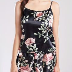 Floral Print Satin Pajama Set for Women