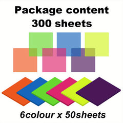 6 Packs Transparent Sticky Note Pads Bright Colors