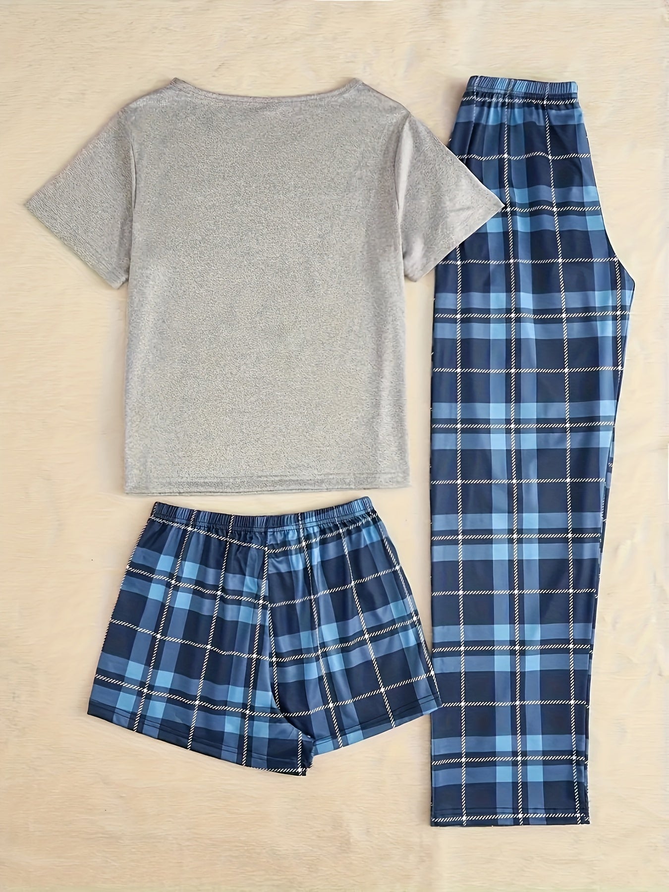 Preppy Loungewear Set Women's Plus Graphic Tee & Plaid Shorts