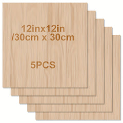 5pcs Basswood Sheets 12x12x1/8 Inch 3mm Thick Unfinished Plywood Boards