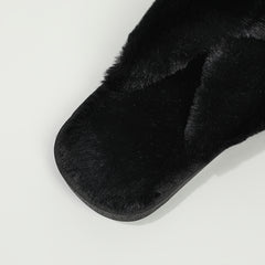 Girls' Solid Furry House Shoes, Non Slip Soft Bottom, Indoor All Seasons