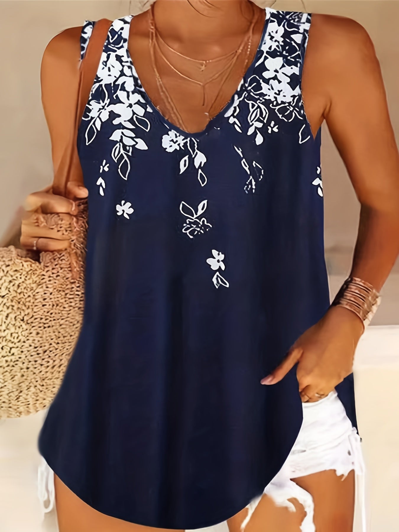 Floral Print Tank Top Sleeveless Casual Summer Women's Clothing