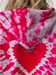 Girls Tie Dye Heart Graphic Hooded Sweatshirt Top 3D Pullover