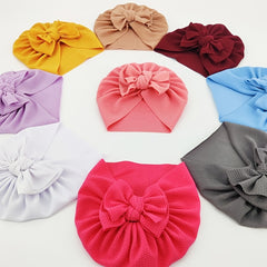Newborn Bow Decor Turban Hat Cap Beanie For Baby Boys And Girls