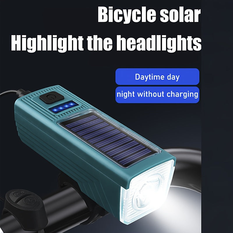 Solar Bike Lights Horn USB Charging Headlights