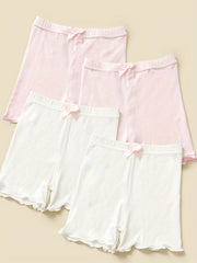 4pcs Girls Bowtie Bottoming Safety Shorts Elastic Waist
