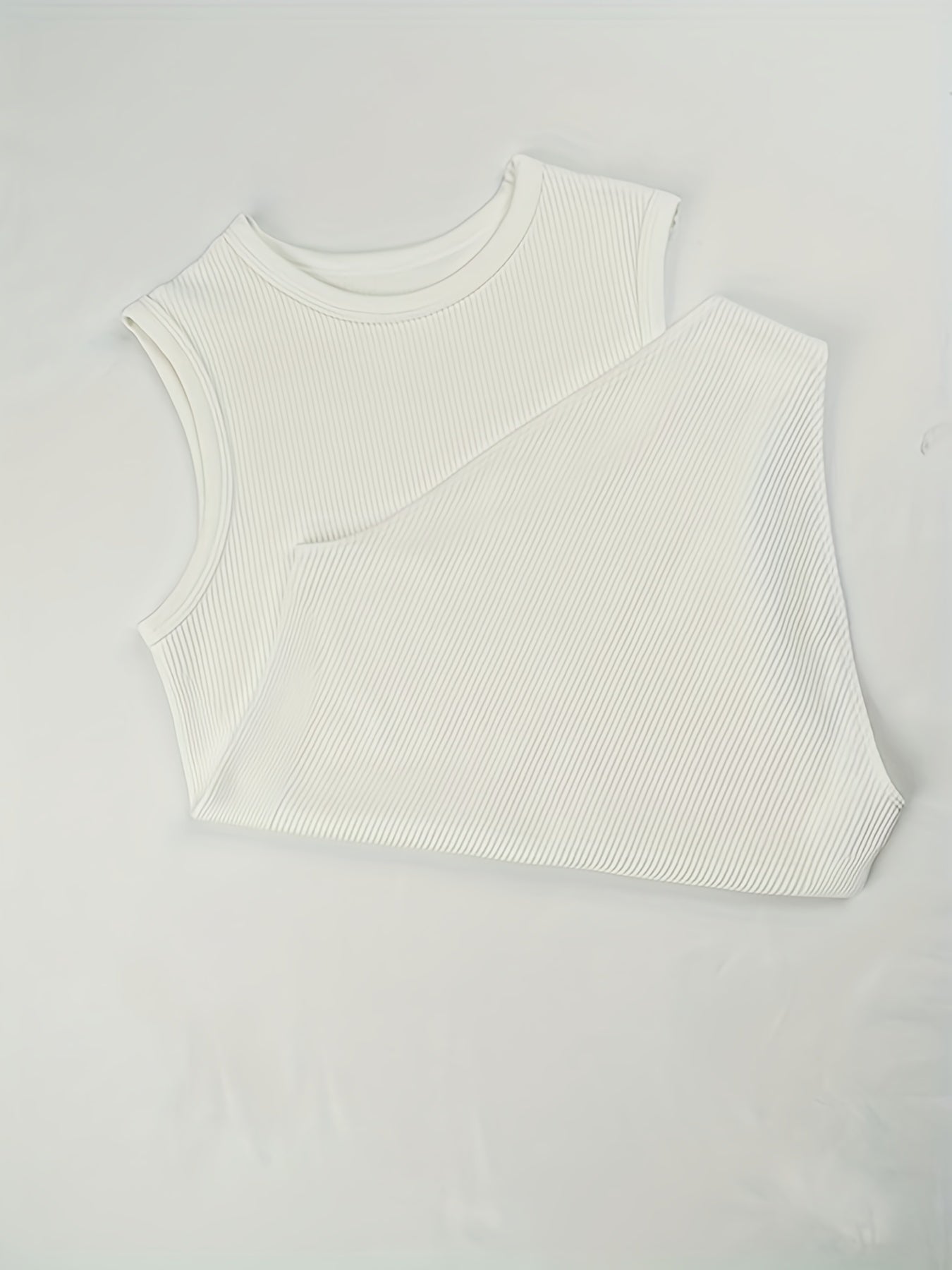 Ribbed Sports Bodysuit Short Sleeve Round Neck Jumpsuit
