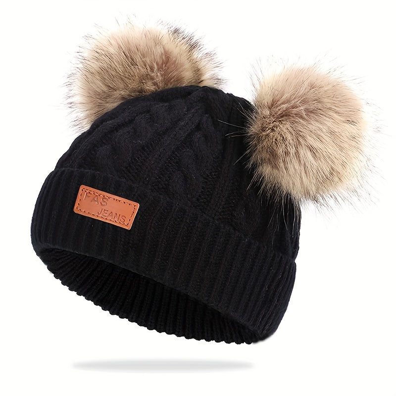 Kids Knitted Hat for Winter Outdoor Sports, Warm Beanie for 0-3 Years Old