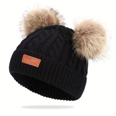 Kids Knitted Hat for Winter Outdoor Sports, Warm Beanie for 0-3 Years Old