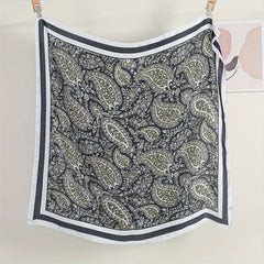 Paisley Print Silk Square Scarf Vintage Satin Shawl