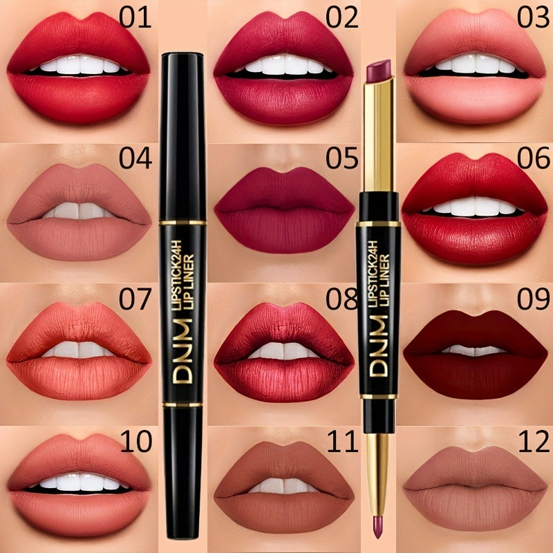Dual-Ended Waterproof Lip Liner & Lipstick Duo