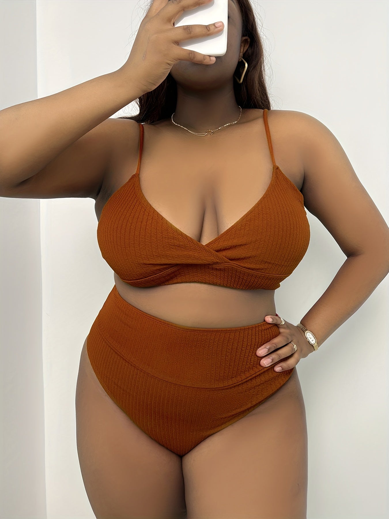 Ribbed Wrap Top & High Rise Panty Bikini Set