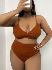Ribbed Wrap Top & High Rise Panty Bikini Set