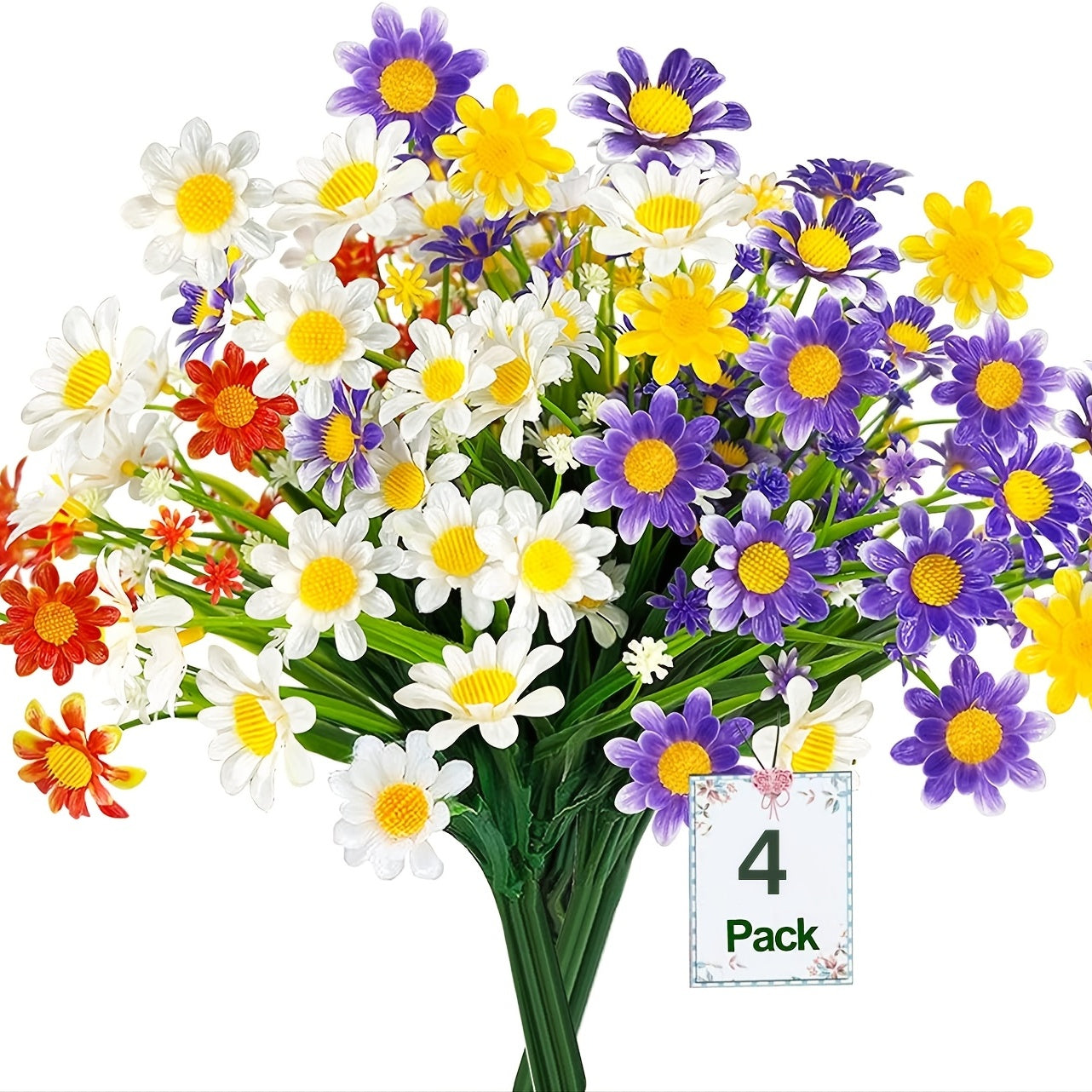 4pcs UV Resistant Plastic Chrysanthemum Artificial Daisy Flowers Home Decor