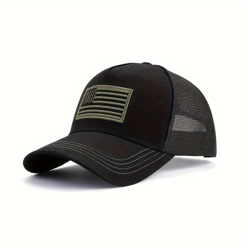 Men's American Flag Camo Mesh Cap for Outdoor Wear