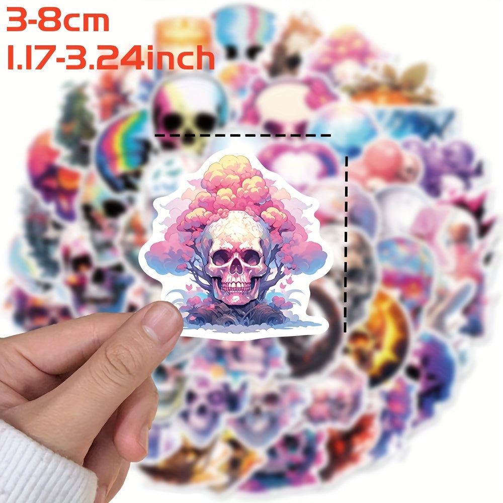 50pcs Colorful Graffiti Skull Stickers for Notebook Phone Skateboard