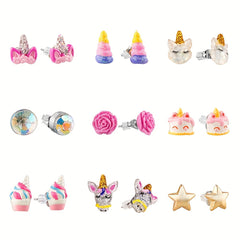 Hypoallergenic Colorful Earrings Set for Girls