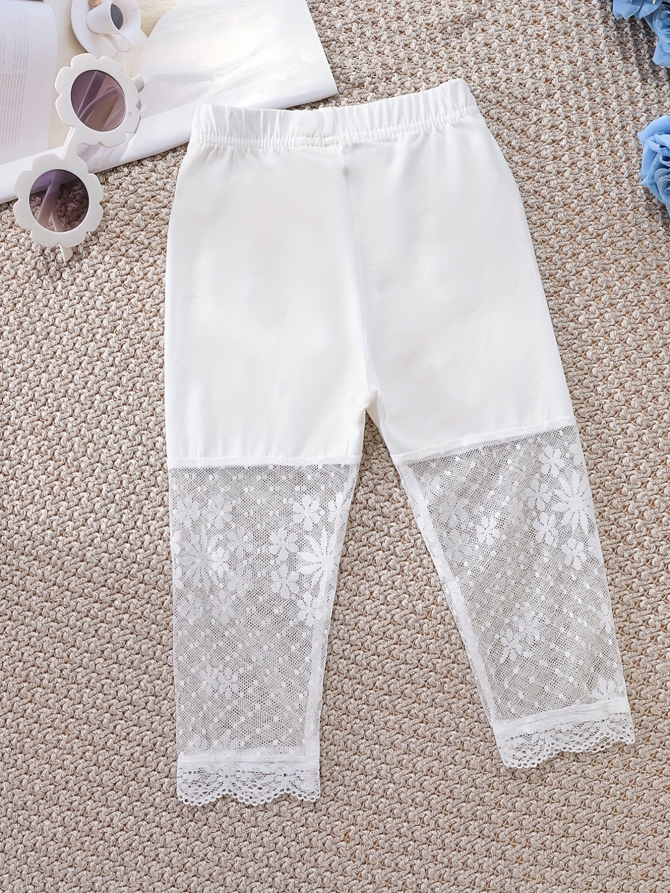 Girls' Mesh Lace Stitching Safety Leggings